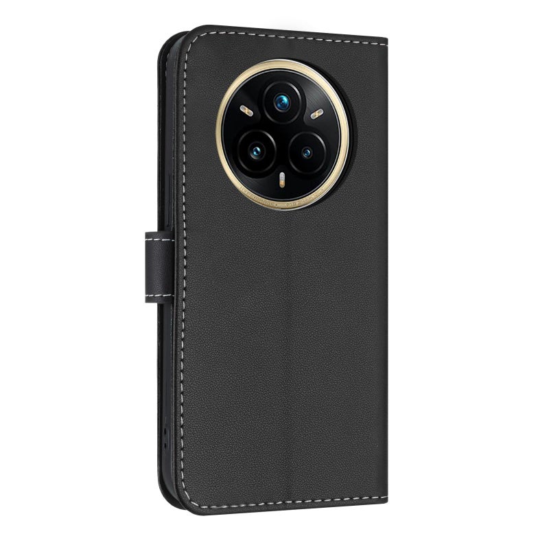 جراب هاتف جلدي معدني مع حزام يد لهاتف Realme 14 Pro 5G India (أسود) - Image 3