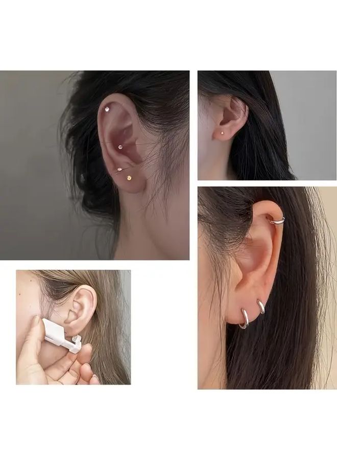 2pcs Ear Piercing Gun Kit With Disposable Earrings Alcohol Pads And 3mm Golden Studs - Image 5