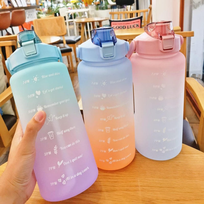 TECH LOGO ELECTRONICS TECH LOGO ELECTRONICS Set of 3 Motivational Water Bottle Sipper Bottle for Adults with 2000ml Capacity Airtight SpillProof Pink Blue 100 Recyclable Plasticmulti  - Image 4