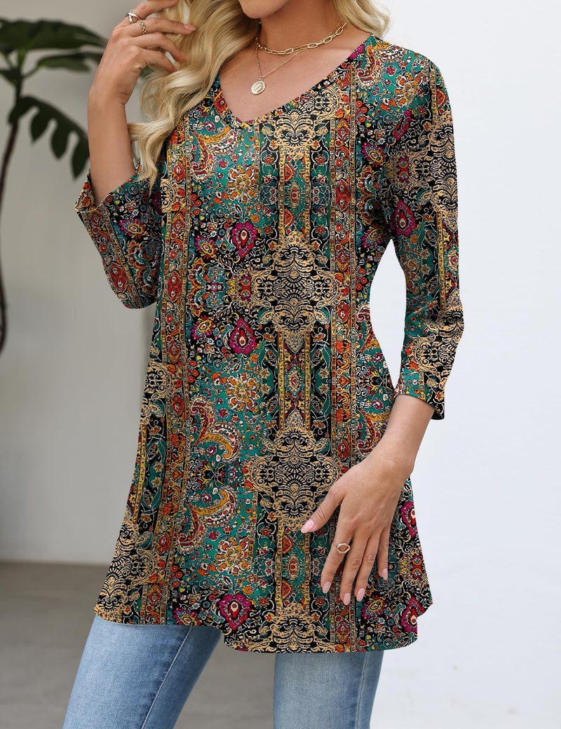Rapbin Spring Fashion Women 3/4 Sleeve T Shirts for Women Tops Dressy Casual Tunic Tops to Wear with Leggings Cruise Tshirts - Image 2