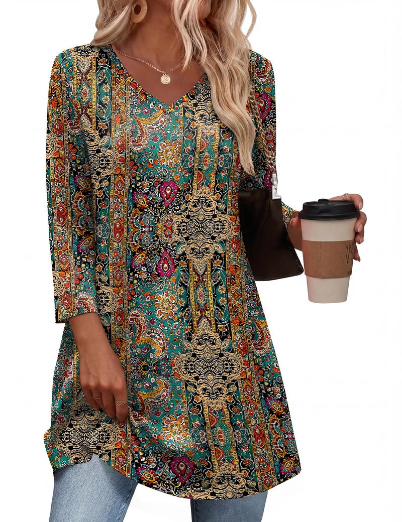 Rapbin Spring Fashion Women 3/4 Sleeve T Shirts for Women Tops Dressy Casual Tunic Tops to Wear with Leggings Cruise Tshirts - Image 1