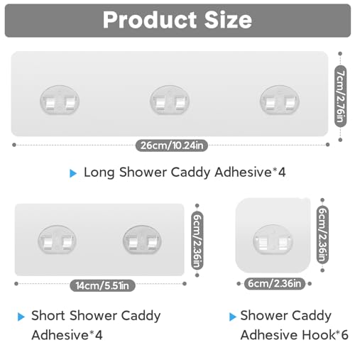 FEPTUASE 14 Pack Shower Caddy Adhesive Replacement, Transparent Strong Adhesive Hooks, No Drilling, Waterproof Wall Hooks for Shower Caddy, Bathroom Storage Shelves and Kitchen Racks - Image 2