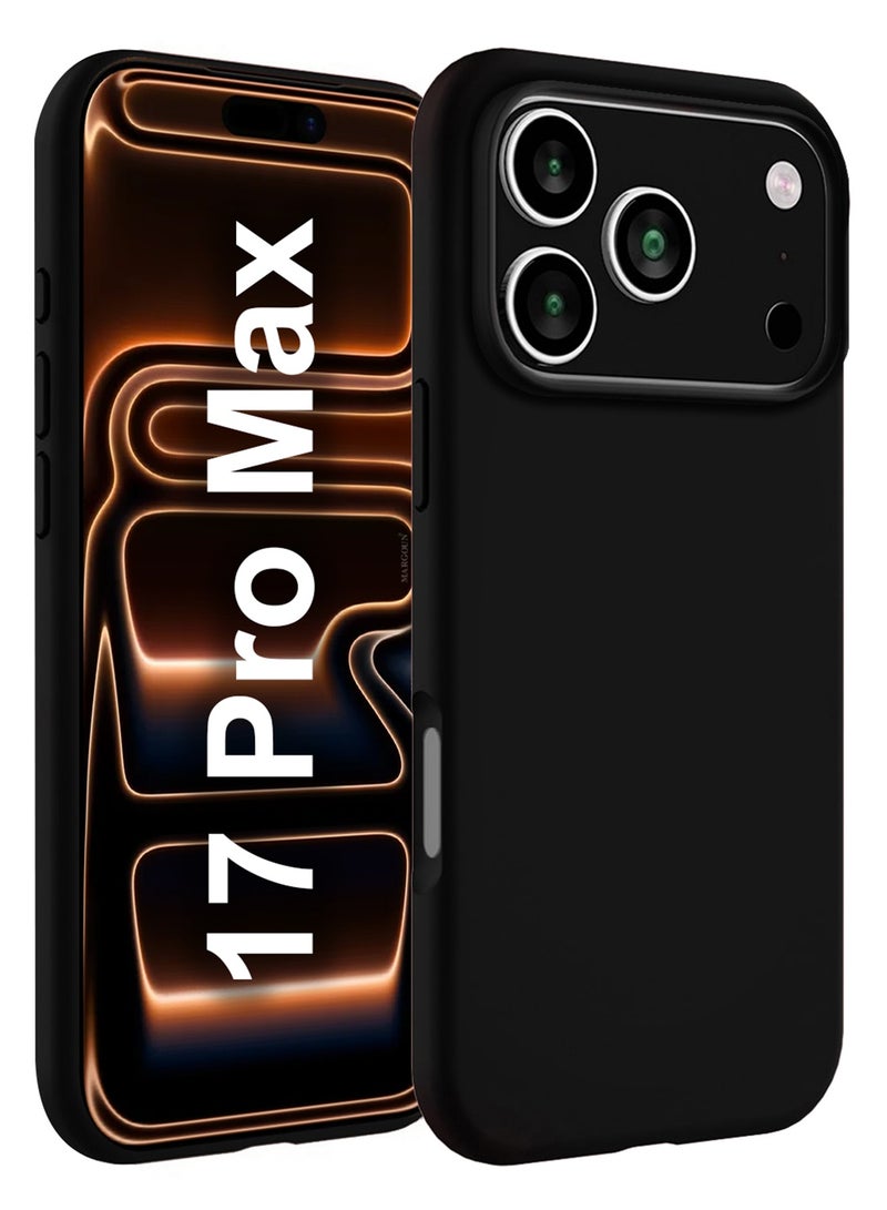 MUDISO Silicone Protective Phone Case for iPhone 17 Pro Max - Soft Anti-Scratch Microfiber Lining Ultra Slim Drop Protection Phone Cover - Black - Image 1