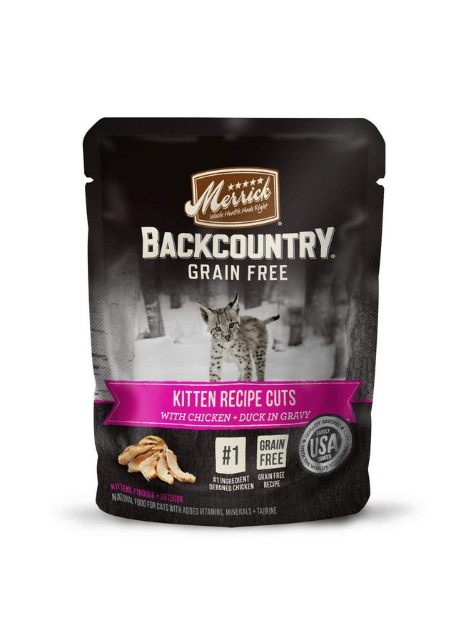 ميريك طعام القطط الرطب عالي البروتين من Merrick Backcountry Grain Free Gluten Free Premium High Protein، وصفة قطط صغيرة مع صلصة - (عبوة من 24 كيسًا) 3 أونصة - Image 1