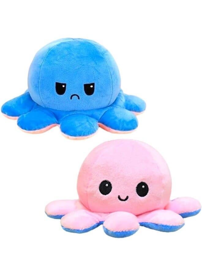 KIDSZONE Toy Octopus Plushie Reversible Soft Toys for Kids | Plush Soft Toys for Baby Boys and Girls | Octopus Soft Toy for Kids Gift Birthday -25 cm (Blue/Pink)