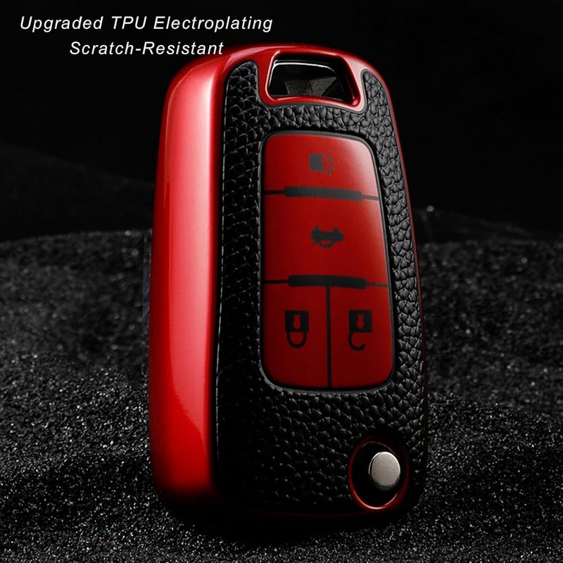 CHATYYD Key Fob Cover for Chevy, Smart Remote Car Key Case Cover Compatible with Chevrolet Cruze Equinox Camaro Malibu Sonic Volt Park Buick Encore Allure Regal(Red) - Image 4