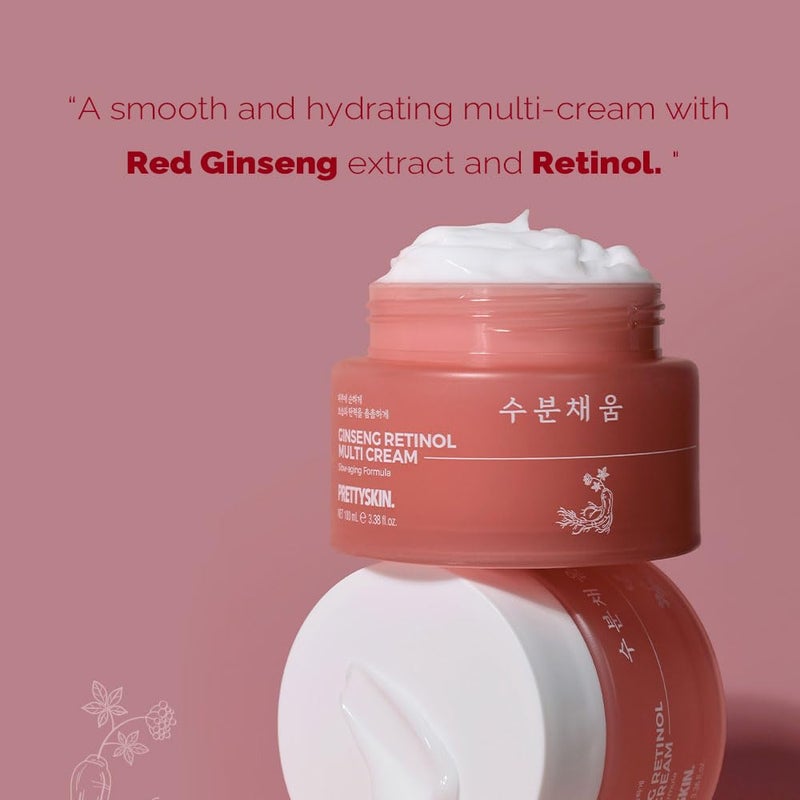 PRETTYSKIN Ginseng Extract & Retinol Multi Cream | Hydrating & Nourishing Face Moisturizer | Helps Improve Skin Elasticity, Firmness & Smooth Texture | 3.38 fl.oz - Image 2
