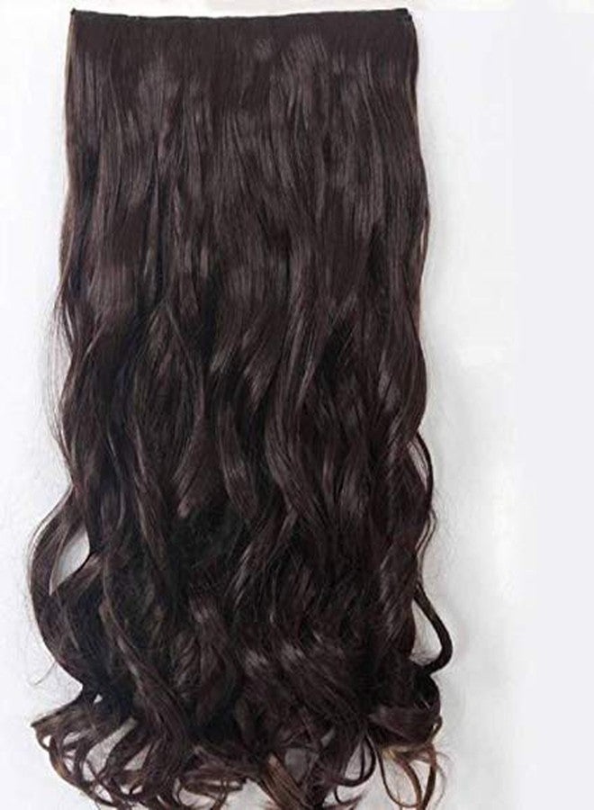 BeatStock Brown Color Wavy, Curly Hair Extension For Women 5 clip, 22 inch in New Texture Synthetic Fiber - Image 3