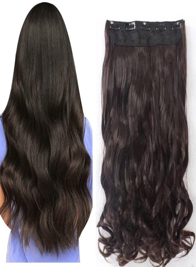 BeatStock Brown Color Wavy, Curly Hair Extension For Women 5 clip, 22 inch in New Texture Synthetic Fiber - Image 1