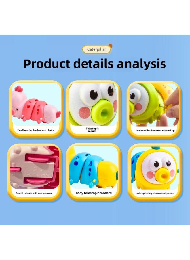 Baby Early Childhood Education Chain Woothing Chain Grasping Touch Crawling Training Caterpillar Learning Head-up Educational Toys-Color:Winding Caterpillar-green And Yellow  - Image 5