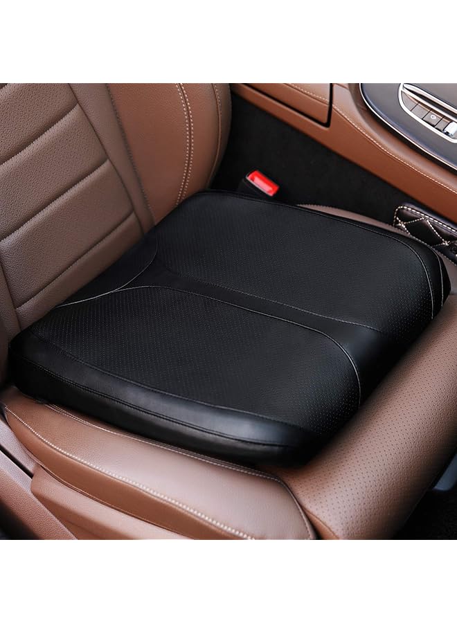 QYILAY Leather Car Memory Foam Heightening Seat Cushion For Short People Driving,Hip(Coccyx/Tailbone) And Lower Back Pain Relief Butt Pillows,For Truck,Suv,Office Chair,Wheelchair,Etc. (Black  - Image 1