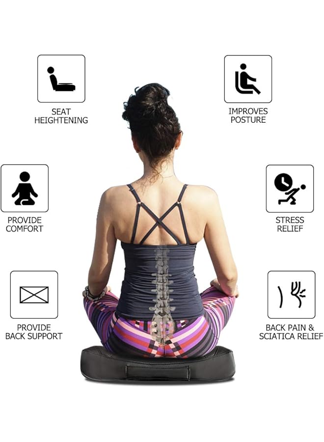 QYILAY Leather Car Memory Foam Heightening Seat Cushion For Short People Driving,Hip(Coccyx/Tailbone) And Lower Back Pain Relief Butt Pillows,For Truck,Suv,Office Chair,Wheelchair,Etc. (Black  - Image 4