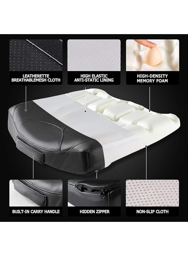 QYILAY Leather Car Memory Foam Heightening Seat Cushion For Short People Driving,Hip(Coccyx/Tailbone) And Lower Back Pain Relief Butt Pillows,For Truck,Suv,Office Chair,Wheelchair,Etc. (Black  - Image 5