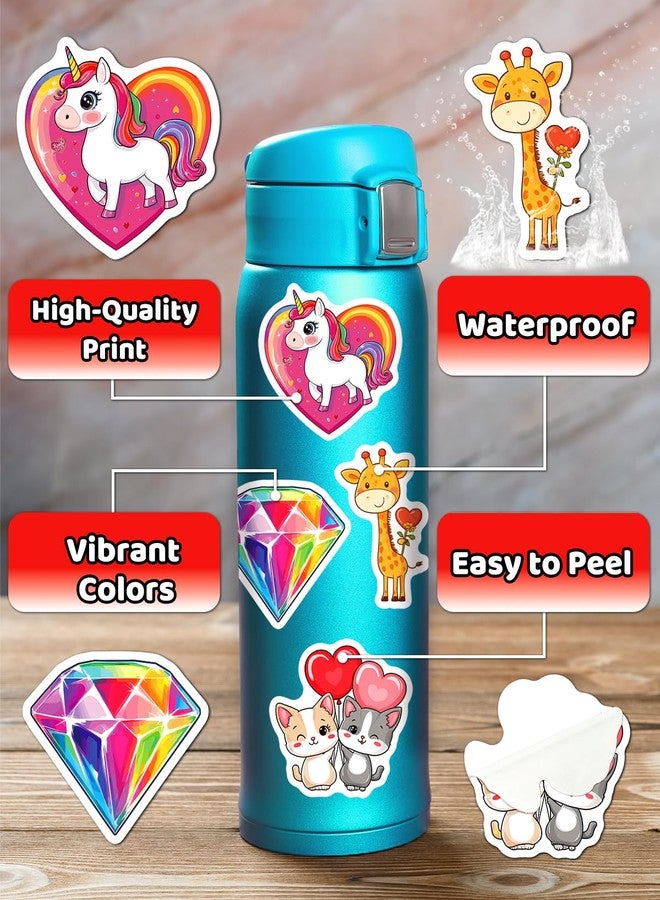 JCFIRE 100Pcs Valentines Stickers for Kids, Bulk Heart Stickers for Valentines Day Gifts for Kids Classroom School Exchange, Vinyl Decals, Crafts, Party Favors, Goodie Bags Decorations - Image 2