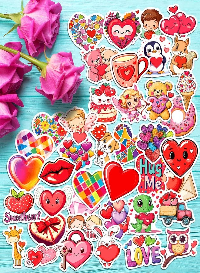 JCFIRE 100Pcs Valentines Stickers for Kids, Bulk Heart Stickers for Valentines Day Gifts for Kids Classroom School Exchange, Vinyl Decals, Crafts, Party Favors, Goodie Bags Decorations - Image 4