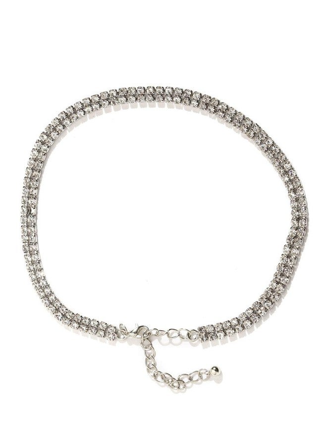 OOMPHelicious Jewellery Silver Tone Delicate Stone Fashion Choker Necklace for Women & Girls - Image 2