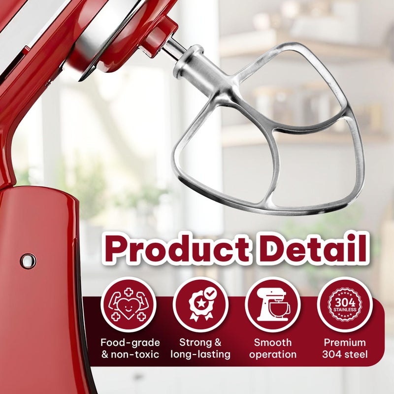 KAROXY Stainless Steel Flat Beater for KitchenAid 4.5 & 5.0 Qt Tilt-Head Mixer, Paddle Attachment for K45SS, Dishwasher Kitchen Aid Paddle Replacement Attachment - Image 2