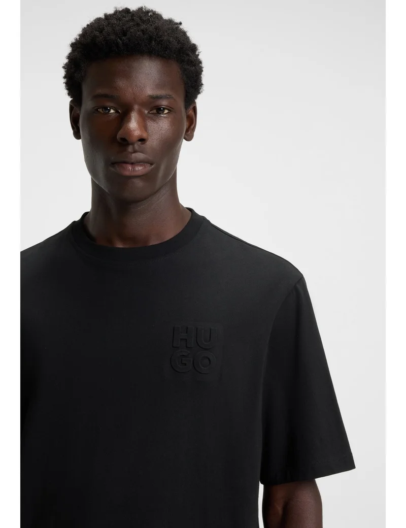 HUGO Cotton-jersey T-shirt with stacked logo