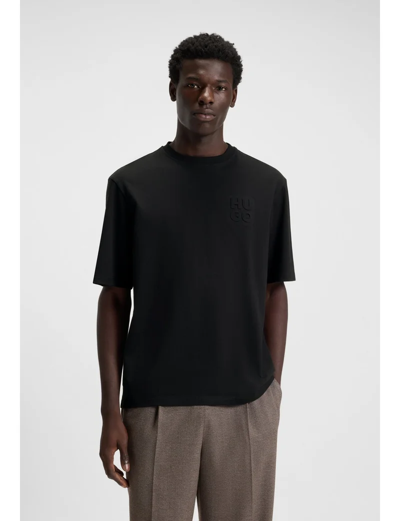 HUGO Cotton-jersey T-shirt with stacked logo