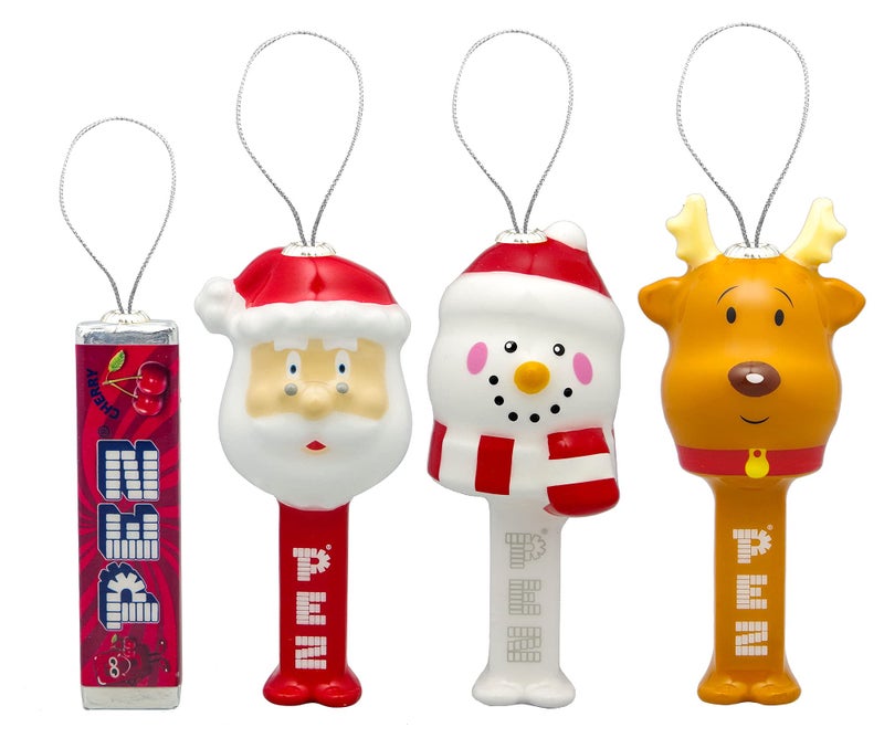 روز Ruz Pez Candy Snowman Santa Claus و Reindeer Christmas الحلي مجموعة زخارف الأشجار الداخلية/الخارجية وديكور منزل عطلة 4 عبوات - Image 1
