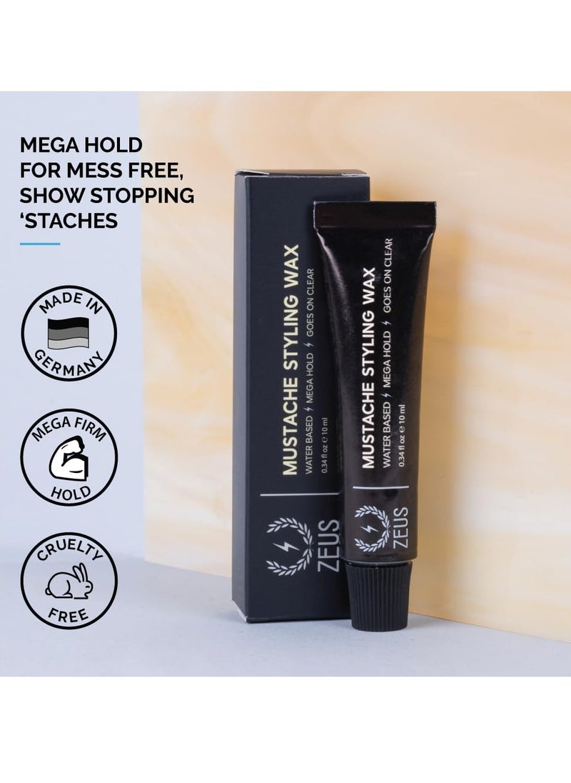 Zeus - ZEUS Mustache Styling Wax, Mega Hold Water Based Mustache Wax for Men (SINGLE) - Image 1