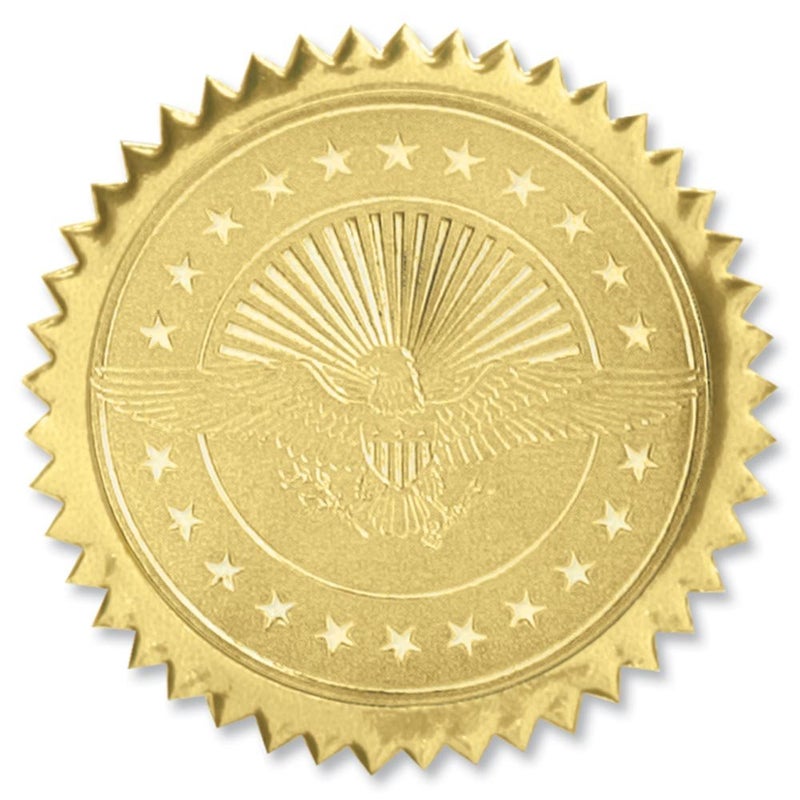 PaperDirect 102-Piece Embossed Completion Gold Foil Certificate Seals - Image 1