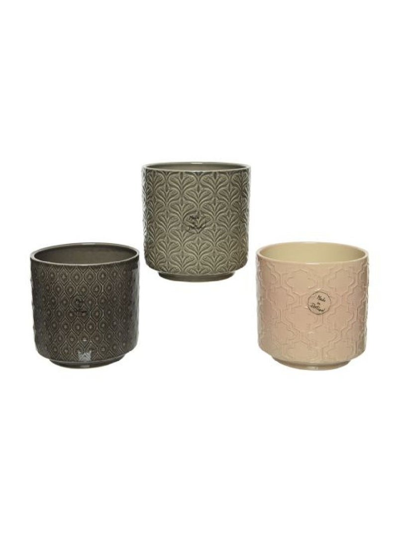 Kaemingk Kaemingk Decoris Stoneware Planter – Assorted Designs, Durable Indoor/Outdoor Pot, 1 Piece 