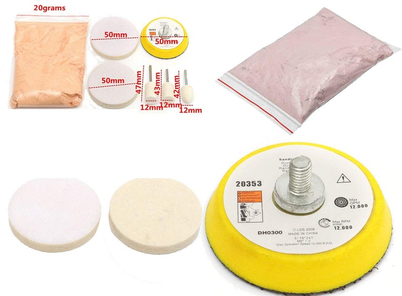 DIY Crafts Pack Of 1000grm 1 Kg Kit, Multi Colour, 9 Pcs Window Mirror Glasses Ceramic Tiles Accessories Polishe Repair Kit Easy Use Wheel Cerium Oxide (Pack Of 1000grm 1 Kg Kit, Multi Colour) - Image 3