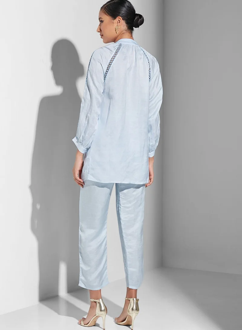 Threadz by Ajooni Embroidered Button Detail and Pants Set