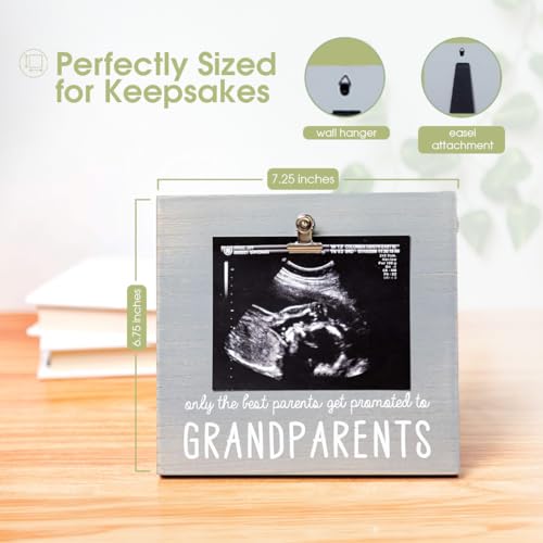 Pearhead Grandparents Pregnancy Announcement Sonogram Picture Frame, Ultrasound Photo Gift and Pregnancy Reveal Keepsake for Grandmothers and Grandfathers, Distressed Gray - Image 2