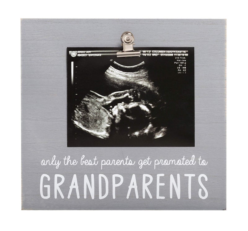 Pearhead Grandparents Pregnancy Announcement Sonogram Picture Frame, Ultrasound Photo Gift and Pregnancy Reveal Keepsake for Grandmothers and Grandfathers, Distressed Gray - Image 1