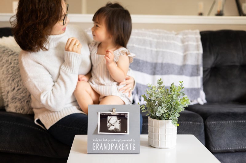 Pearhead Grandparents Pregnancy Announcement Sonogram Picture Frame, Ultrasound Photo Gift and Pregnancy Reveal Keepsake for Grandmothers and Grandfathers, Distressed Gray - Image 4
