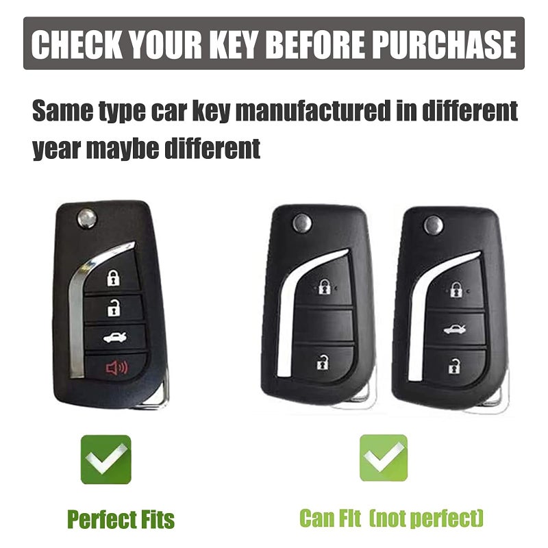 Gematay for Toyota Key Fob Cover with Keychain, Key Shell Cover Holder Compatible Toyota RAV4 Fortuner Tundra Camry Highlander Corolla Smart Key Fob, White - Image 2