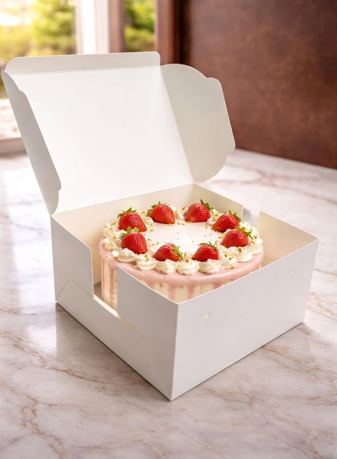 SELMEZ Half Kg Paperboard Cake Box (7 x 7 x 5 Inch) | Premium White Cake Packaging Box for Pastries and Desserts | Food Grade Sturdy Easy Foldable Boxes | Ideal for Bakery & Home Bakers | Pack of 25 - Image 4