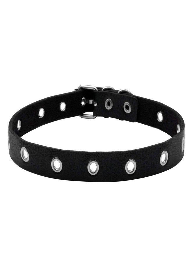 MILAKOO Women Men Cool Punk Goth Leather Collar Choker Necklace (Black) - Image 1