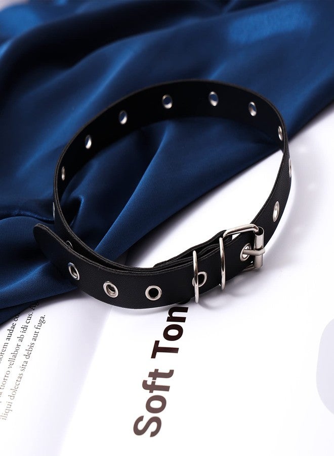 MILAKOO Women Men Cool Punk Goth Leather Collar Choker Necklace (Black) - Image 2