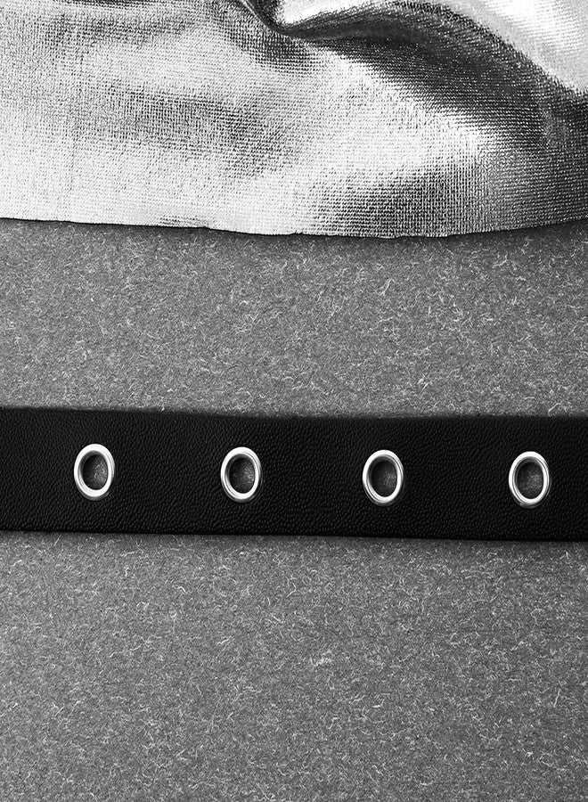 MILAKOO Women Men Cool Punk Goth Leather Collar Choker Necklace (Black) - Image 3