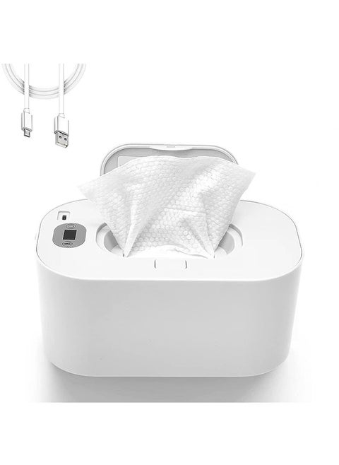 Wipe Warmer with Digital Display,Large Capacity Wipes Dispenser, 3 Modes of Temperature Heating Control,Warms Quickly and Evenly, Comfort and Safety for Baby（White）