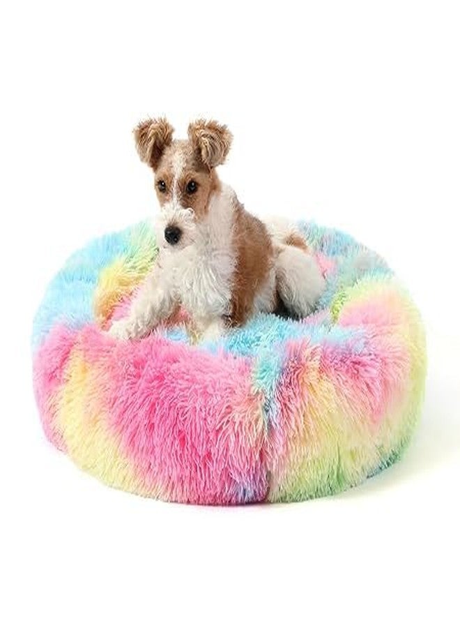Calming Dog Bed Donut Anti Anxiety Fluffy Dog Bed for Small Medium Dog and Cat - Image 1