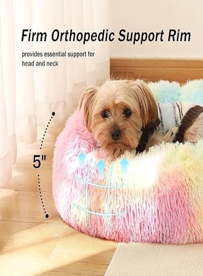 Calming Dog Bed Donut Anti Anxiety Fluffy Dog Bed for Small Medium Dog and Cat - Image 2