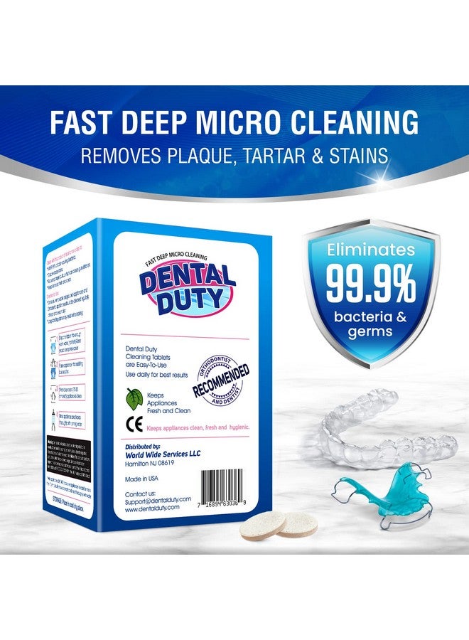 Dental Duty Retainer Cleaner And Denture Cleaning Tablets - Mouthguard Cleaner And Denture Cleaner Tablets Remove Plaque, Odors And Stains From Aligners, Night Guard And Removable Dental Appliances - 120 Tablet - Image 2