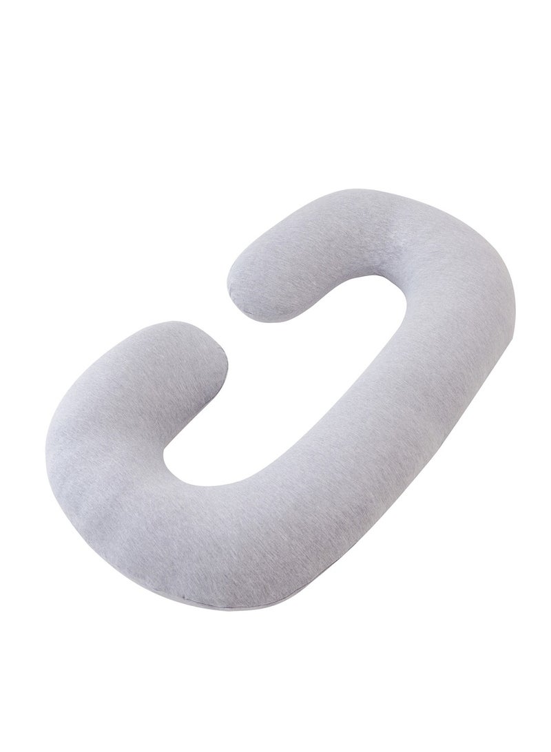 Heather gray cotton C-type maternity pillow special bed side sleeping pure cotton belly support pillow during pregnancy  - Image 1