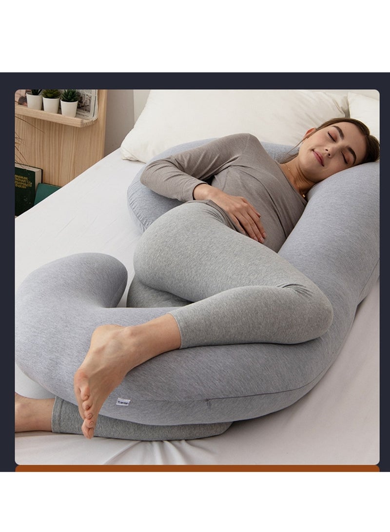 Heather gray cotton C-type maternity pillow special bed side sleeping pure cotton belly support pillow during pregnancy  - Image 4
