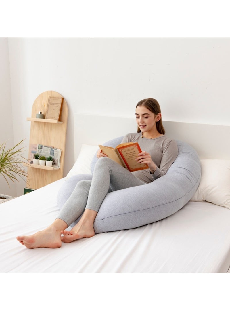 Heather gray cotton C-type maternity pillow special bed side sleeping pure cotton belly support pillow during pregnancy  - Image 3