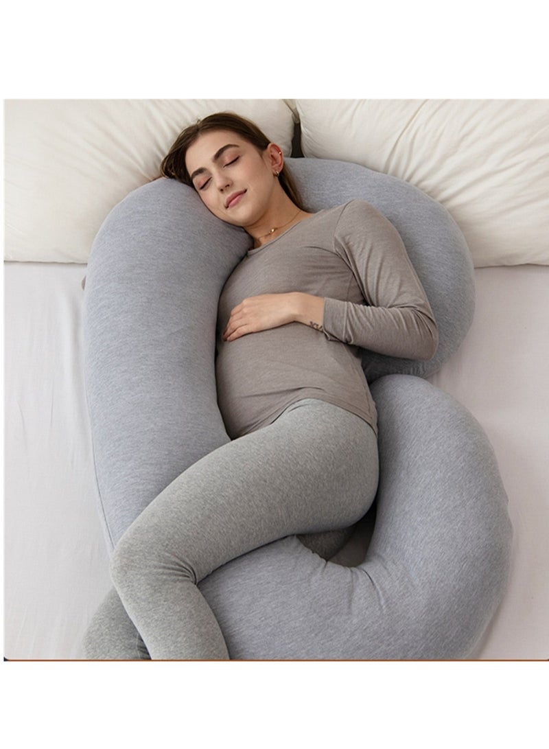 Heather gray cotton C-type maternity pillow special bed side sleeping pure cotton belly support pillow during pregnancy  - Image 2