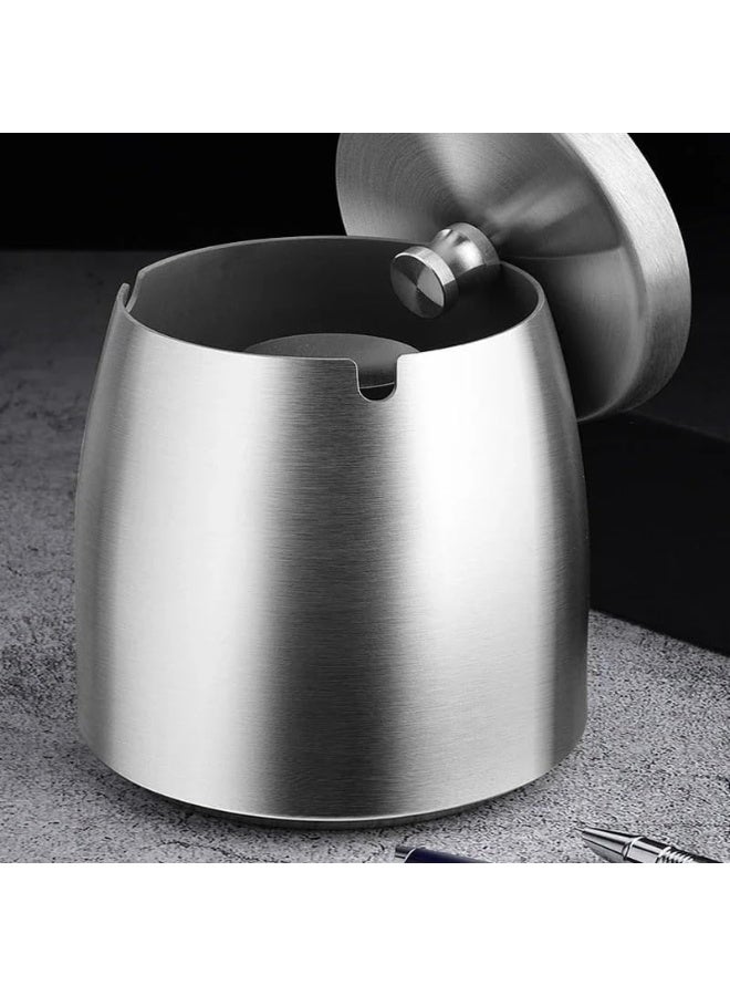 Arabest Stainless steel ashtray,windproof and anti odor ashtray, anti drop ashtray with lid，suitable for terraces, homes, offices, living rooms, silver - Image 5