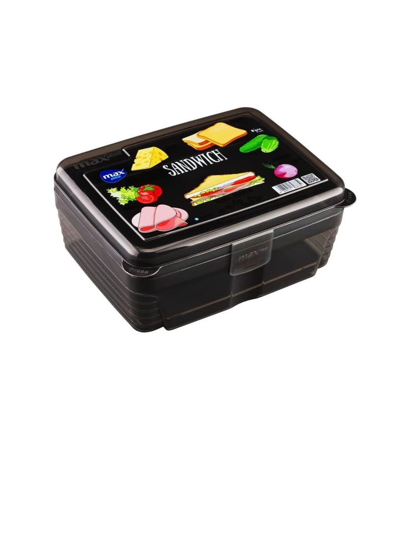 Generic - 1100ml Double Layer Divided Lunch Box Black - Image 1