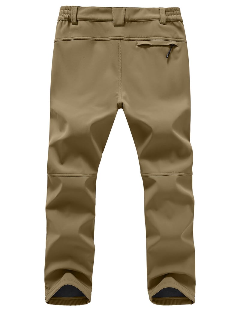 TBMPOY Mens Snow Ski Pants Waterproof Fleece Lined Winter Insulated Softshell Outdoor Snowboard Skiing Hiking Zipper Bottom Leg Khaki 32 - Image 4