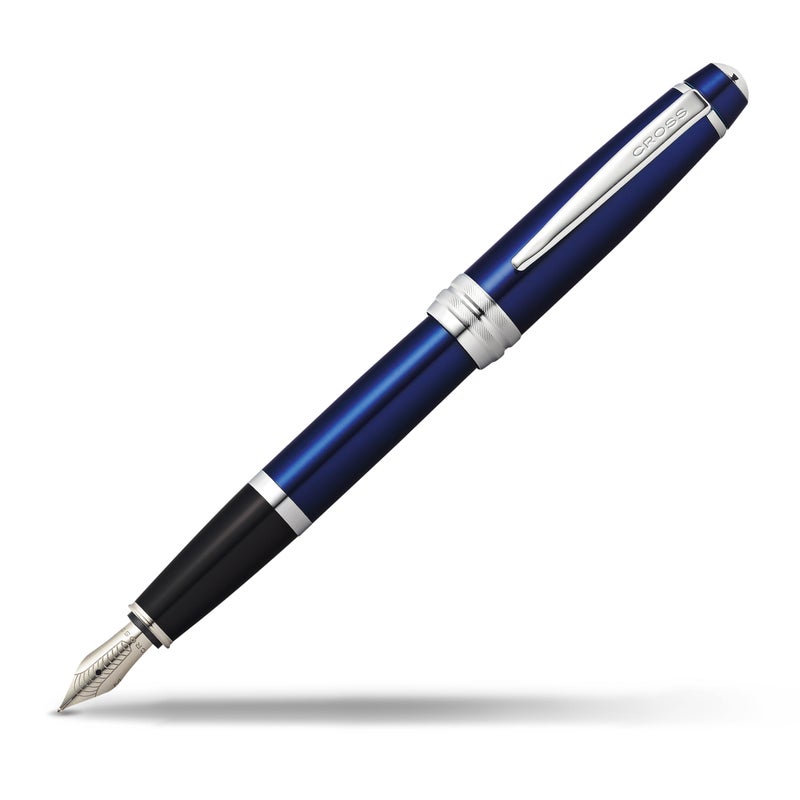 Cross Bailey Refillable Fountain Pen, Medium Nib, Includes Premium Gift Box - Blue Lacquer - Image 1
