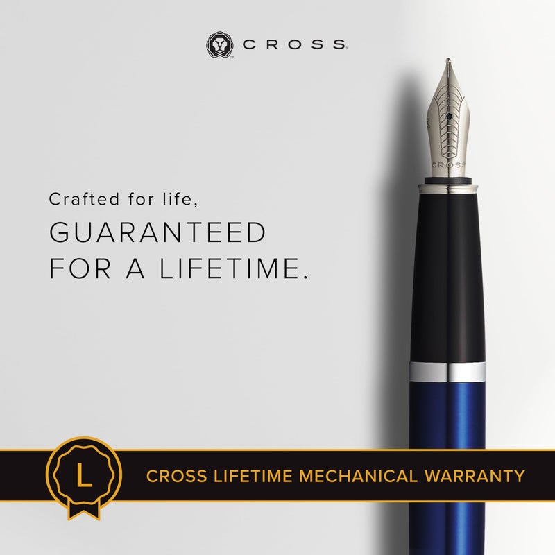 Cross Bailey Refillable Fountain Pen, Medium Nib, Includes Premium Gift Box - Blue Lacquer - Image 3